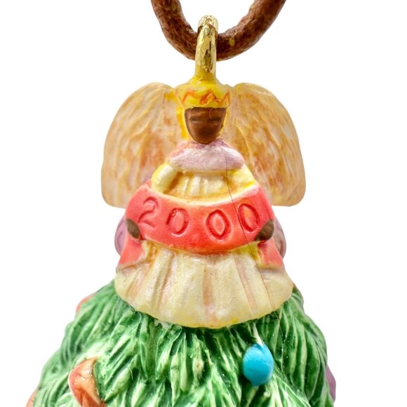 Vtg 2000 Hallmark Keepsake Ornament Angel Blessed Tree Beaded Leather Strap - Picture 2 of 11